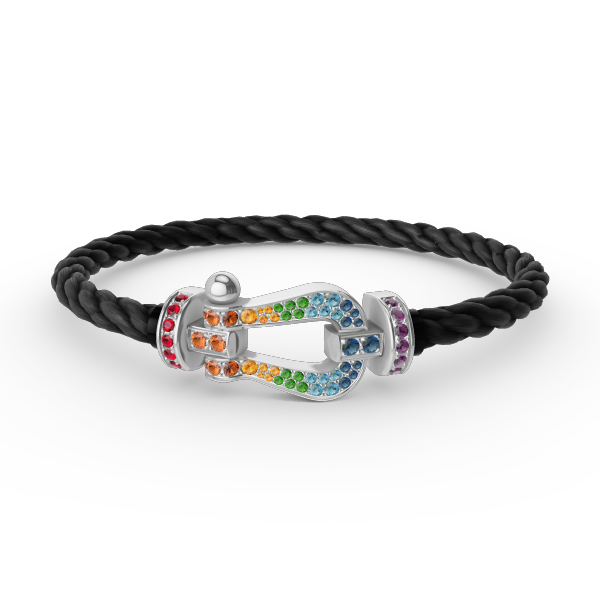 Mysitc FORC LARGE HORSESHOE  COLORED DIAMOND BRACELET SILVER