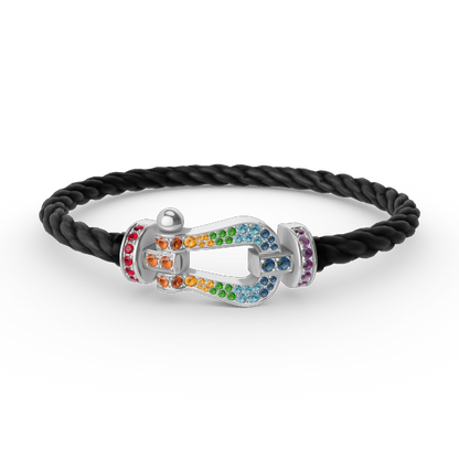 Mysitc FORC LARGE HORSESHOE  COLORED DIAMOND BRACELET SILVER