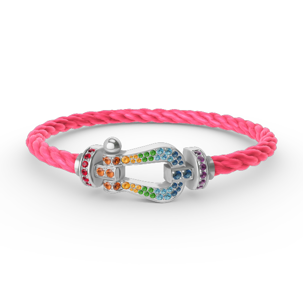 Mysitc FORC LARGE HORSESHOE  COLORED DIAMOND BRACELET SILVER