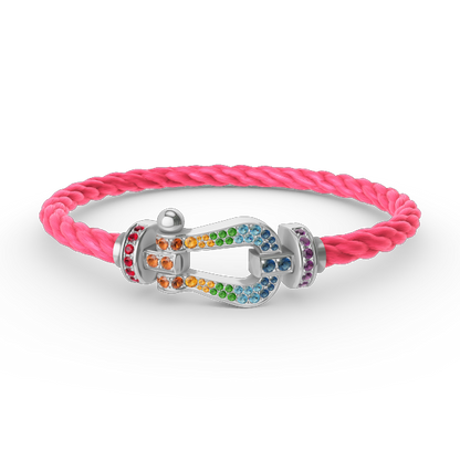 Mysitc FORC LARGE HORSESHOE  COLORED DIAMOND BRACELET SILVER