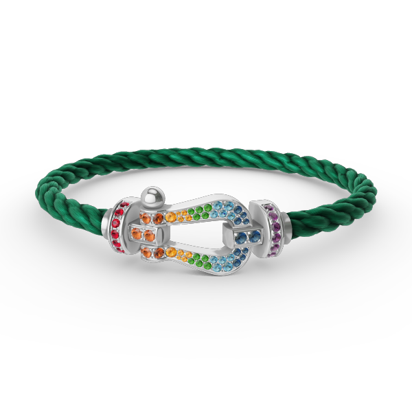 Mysitc FORC LARGE HORSESHOE  COLORED DIAMOND BRACELET SILVER