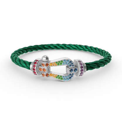 Mysitc FORC LARGE HORSESHOE  COLORED DIAMOND BRACELET SILVER