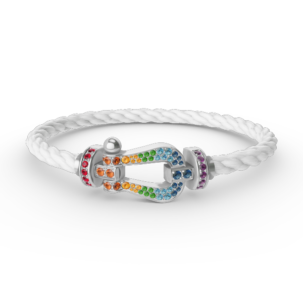 Mysitc FORC LARGE HORSESHOE  COLORED DIAMOND BRACELET SILVER