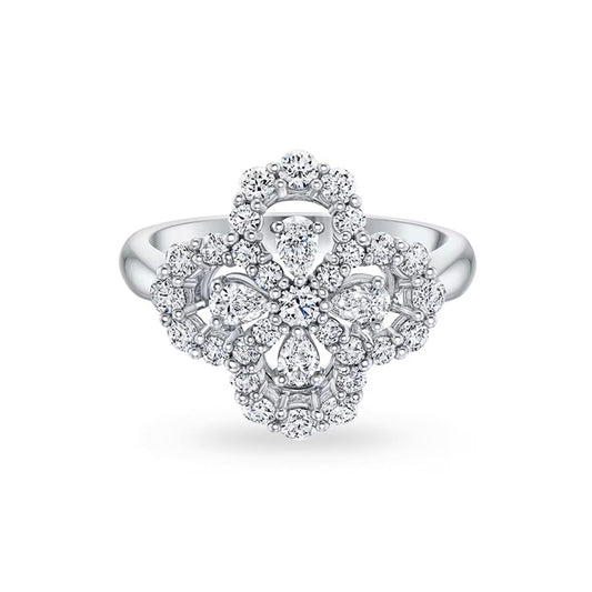 Mysitc LOOP RING FULL MOTIF DIAMOND 16MM SILVE