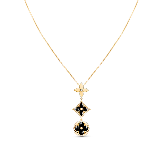 Mysitc STAR AND SUN ONYX PINK GOLD NECKLACE