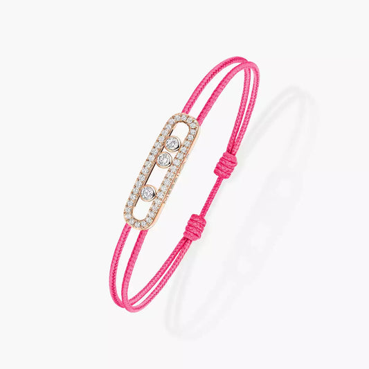 [Mystic ]Messika Care(s) pink cord pavé bracelet