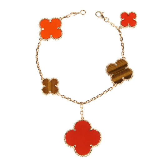 Mysitc CLOVER BRACELET 5 MOTIFS CARNELIAN TIGER EYE