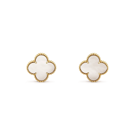 Mysitc CLOVER MEDIUM 1 MOTIFS  WHITE MOP STUD EARRINGS