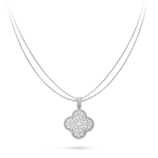 Mysitc CLOVER 25MM SILVER FULL DIAMOND BIG CLOVER NECKLACE