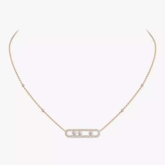 [Mystic ] Move Pave_ Rose Gold Diamond Necklace