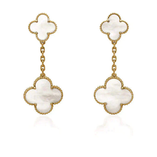 Mysitc CLOVER 2 MOTIF WHITE MOP EARRINGS