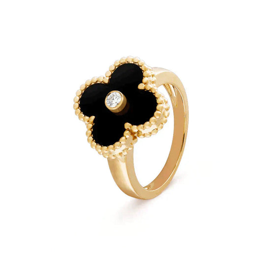 Mysitc CLOVER ONYX RING GOLD DIAMOND