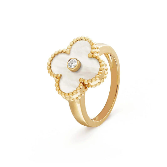 Mysitc CLOVER PINK MOP RING GOLD DIAMOND
